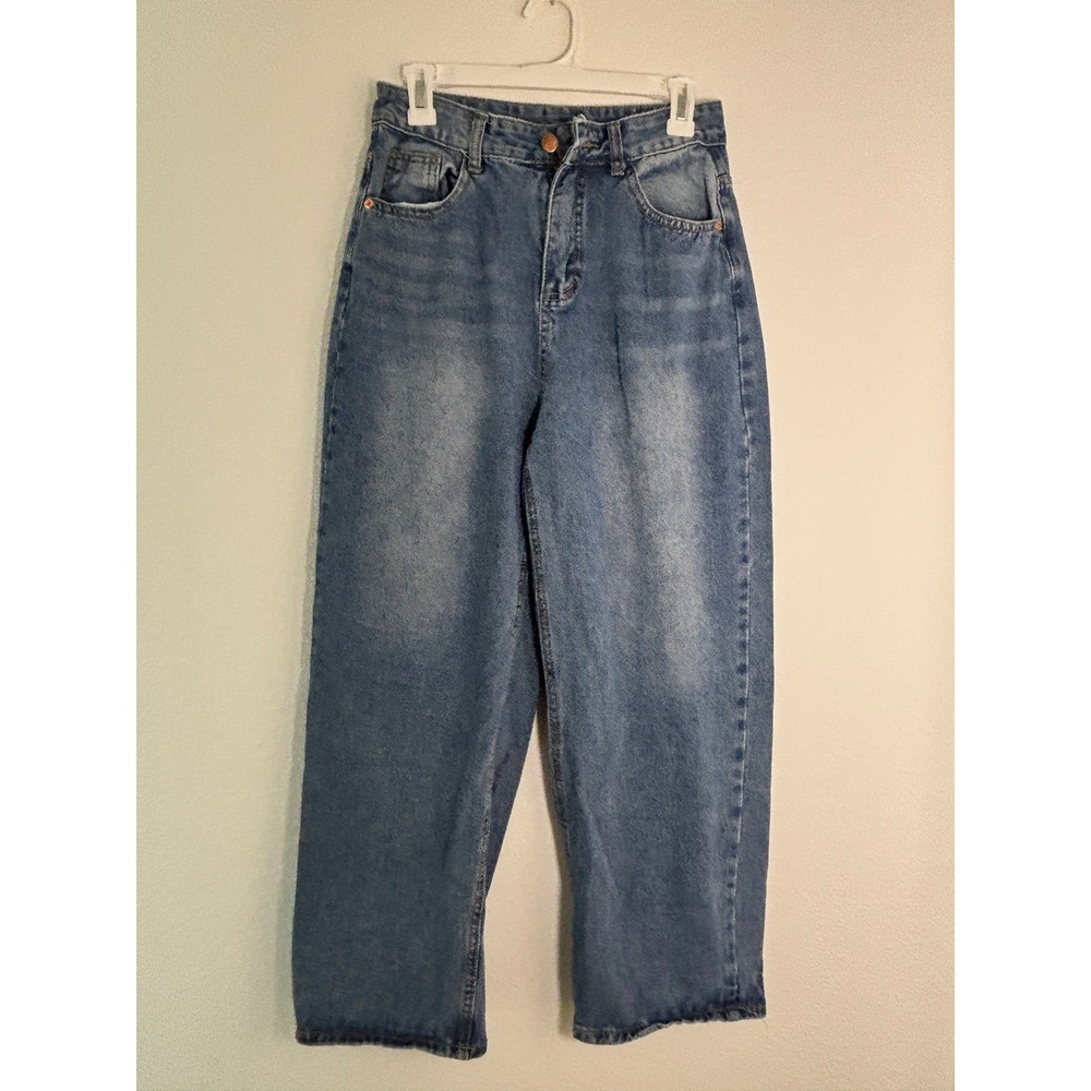 Evis Jeans Womens Medium Wash High Waisted Wide Leg Relaxed Denim Jeans Size M